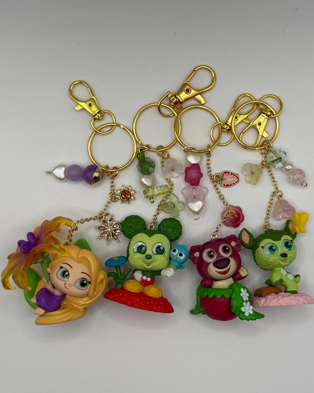 Disney Flower Character Keychains - Doorables Beaded Bag Charm ...