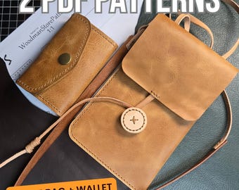 Phone Bag & Small Wallet PDF Pattern Bundle, Beginner Friendly DIY Sewing Pattern