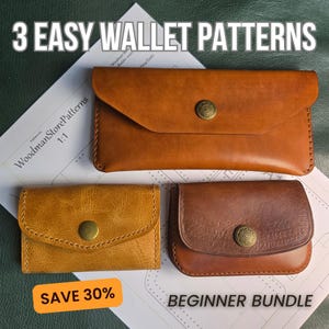 Beginner Leather Wallet Bundle PDF Pattern Set | 3 Easy Projects