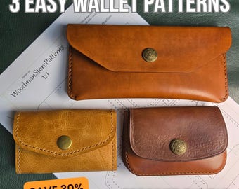 Beginner Leather Wallet Bundle PDF Pattern Set | 3 Easy Projects