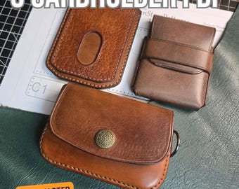 3 Cardholder PDF Bundle, Leather Card Holder Patterns, Beginner Friendly, Step by Step Tutorial