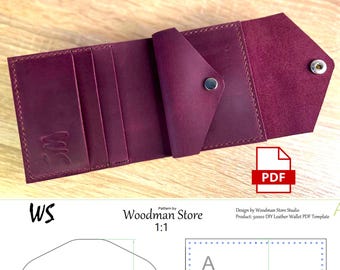 DIY Leather Wallet PDF Template: Coin Pocket, Card & Bill Compartments