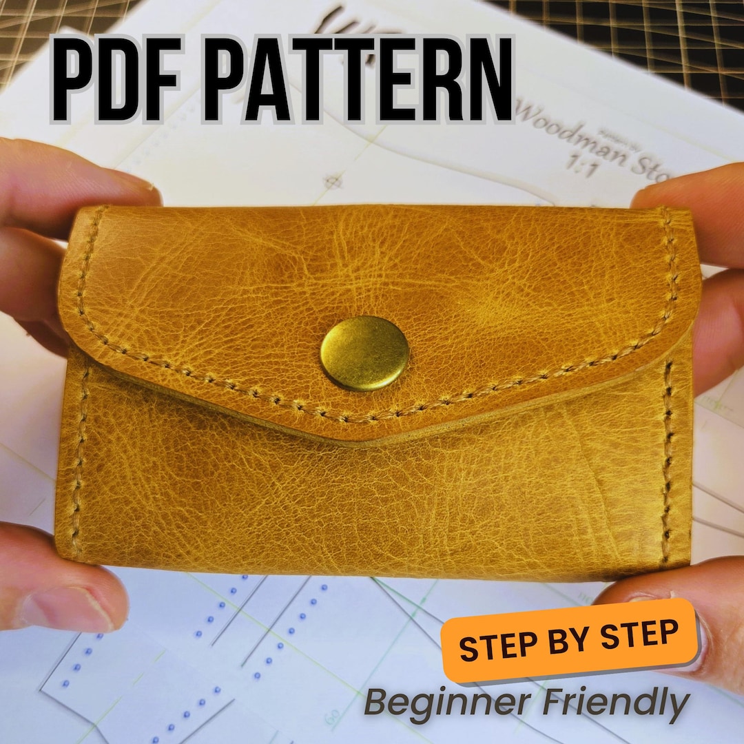 Mini Leather Wallet PDF Pattern | Minimal Cardholder Template | DIY ...
