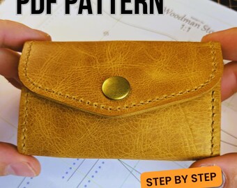 Mini Leather Wallet PDF Pattern | Minimal Cardholder Template | DIY Leather Craft