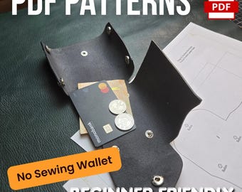 No Sew Leather Wallet PDF Pattern | Beginner Snap Template (Digital Download)