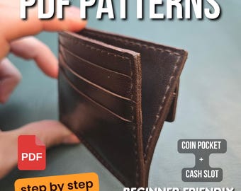 Leather Cardholder Wallet PDF Pattern | Coin Pocket + Cash Slot | Beginner Friendly Template | DIY