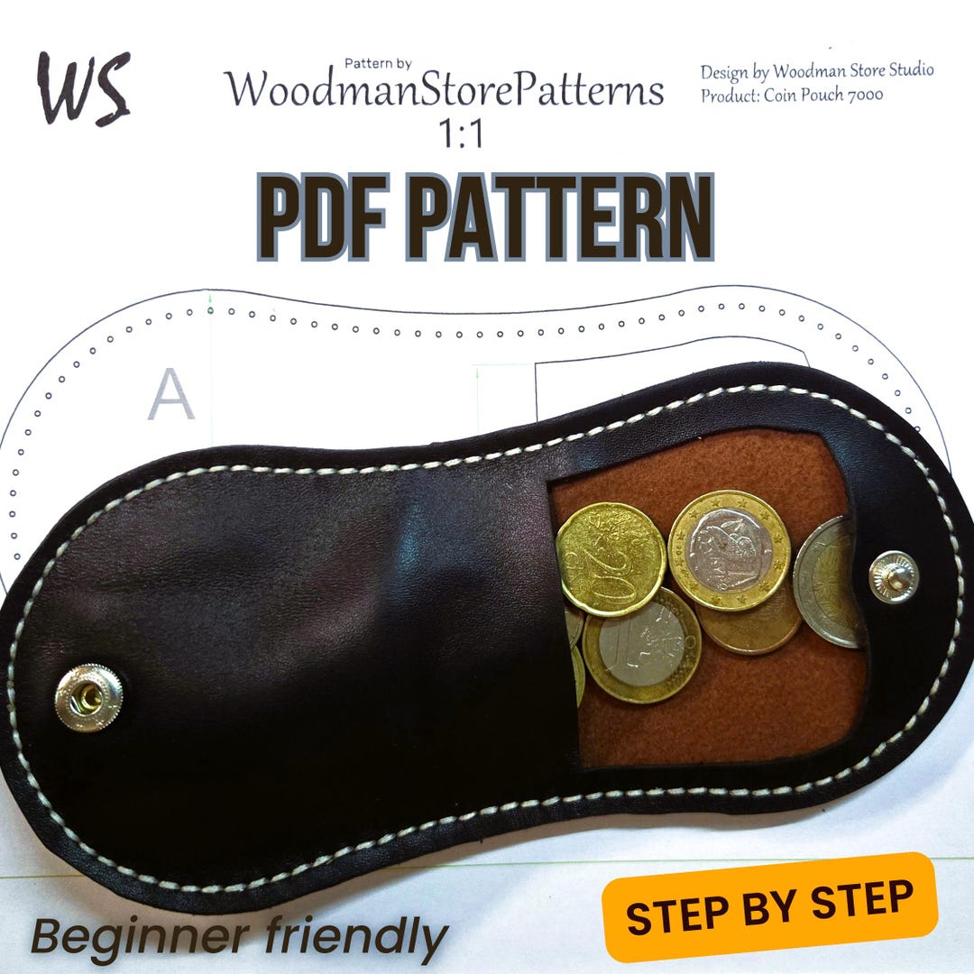 Leather Coin Pouch PDF Pattern – Small Change Purse DIY Template for ...