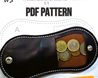 Leather Coin Pouch PDF Pattern – Small Change Purse DIY Template for Handmade Wallet