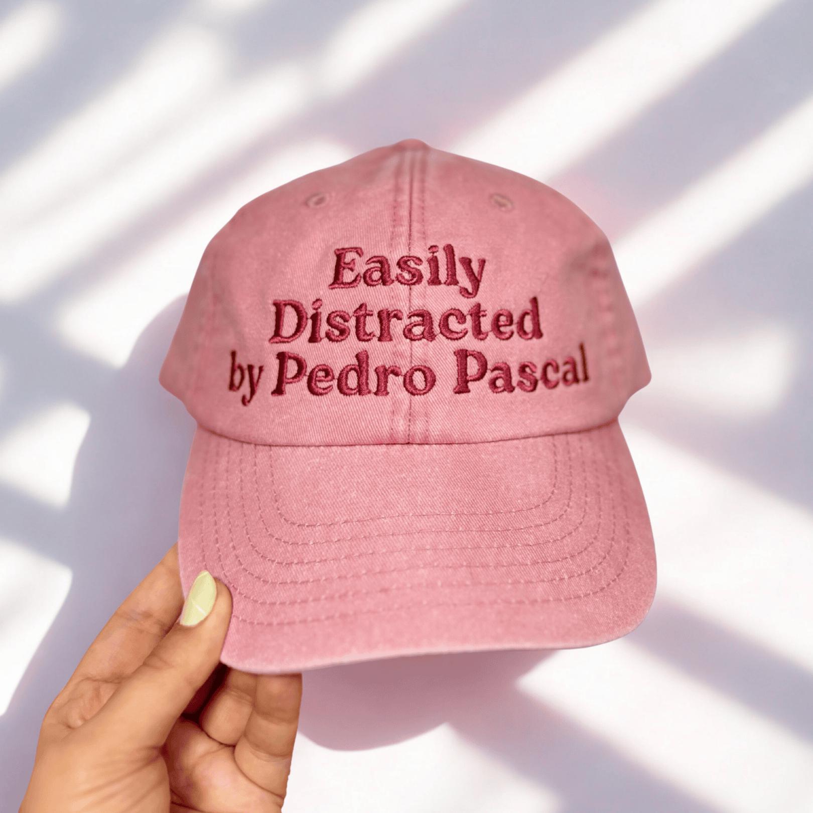 PEDRO PASCAL PINK BASEBALL HAT Easily Distracted By Pedro Pascal Vintage Embroidered Cap  main image 4