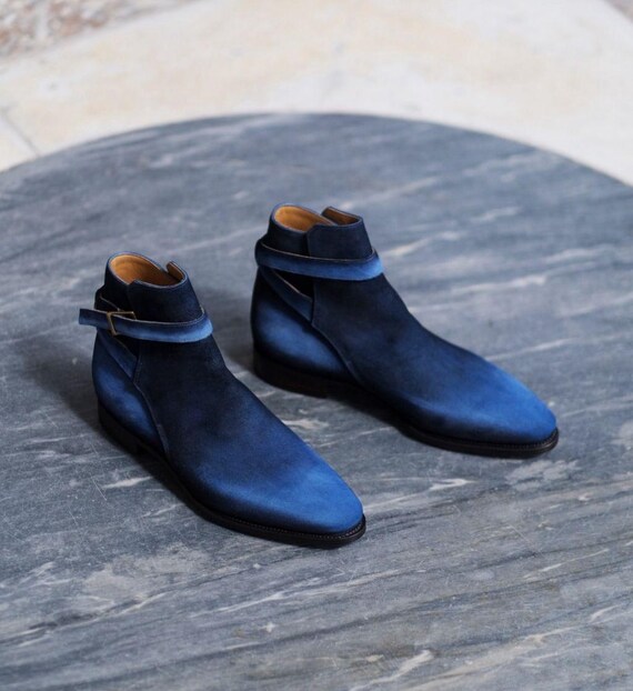 Italian Made Blue Suede Chukka Ankle Boots EU 41 US 8 Amazon.com | Men main image 4