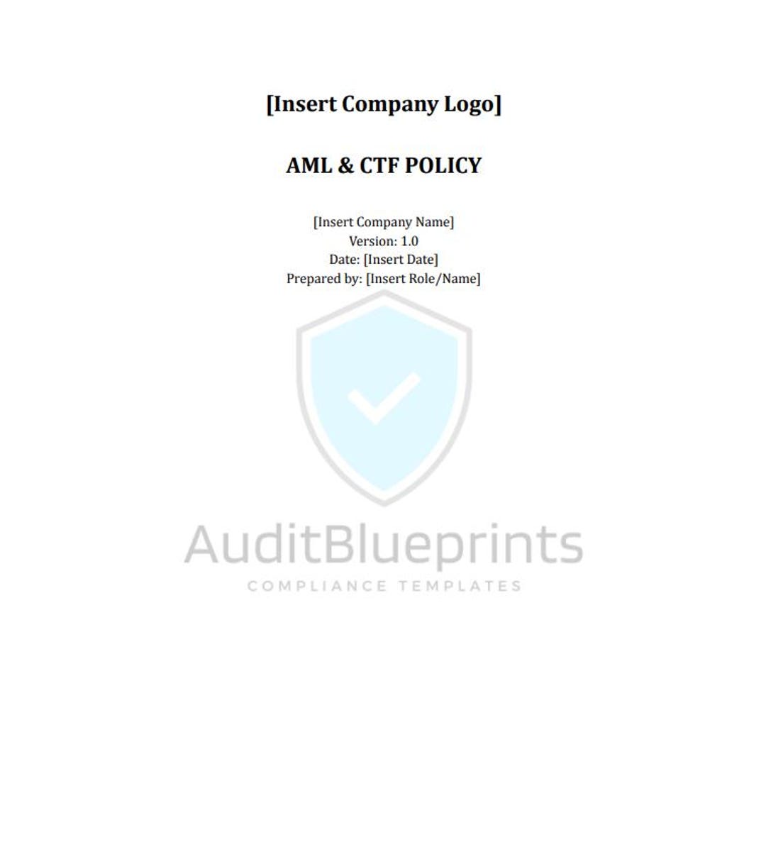 AML & CTF Policy Template – Editable Word Document for Compliance ...
