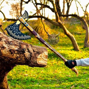 Kratos Axe Leviathan | Norse Style Decor | Handmade God of War Inspired Axe | Engraved Viking Axe |Cosplay Display Collectible |Gift for Him