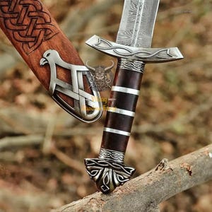 Handmade Viking Sword with Wood Scabbard | Medieval Norse Sword | Steel Blade | Collectible Decor |