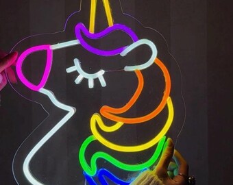 Neonreclame eenhoorn – regenboog led-nachtlampje, kinderkamerdecoratie