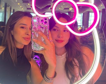 Hello Kitty neonspiegel | Roze ledlamp, kinderkamerdecoratie (13,7 x 13,7")