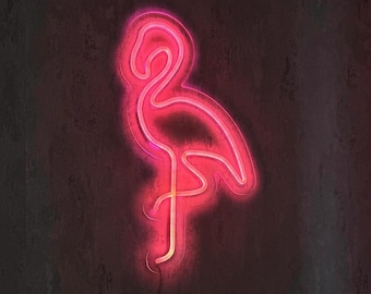 Neonreclame roze flamingo – led-muurdecoratie tropisch
