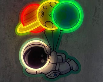 Neonreclame astronaut – UV-geprinte led, ruimtedecor