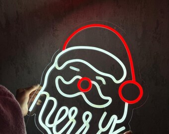 Led-neonreclame kerstman 'Merry' – kerstdecoratie