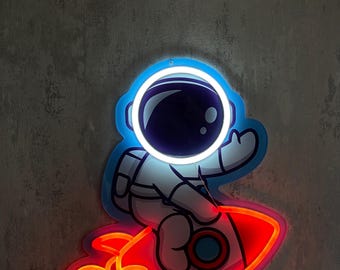 Neonreclame raketastronaut – kinderkamerdecoratie
