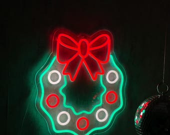 Neonreclame kerstkrans | Feestdag led deurdecoratie