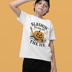 Kids Hockey Tee, Halloween Costume Shirt, Funny Slashin Sports Top, Youth T-Shirt, Gift for Hockey Fans, Boys Girls Apparel