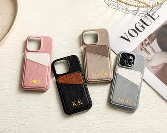 Personalised Faux Leather iPhone Case for iPhone 17 16 15 14 13 Case,Initial Custom Monogram Phone Case Cover,Best Friend Gift,Gift for Her