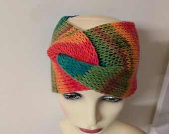 Handmade Tropical rainforest knitted headband one size