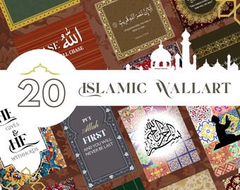 Vintage islamitische muurkunstafdrukken: Arabische kalligrafie, korancitaten (digitale download)
