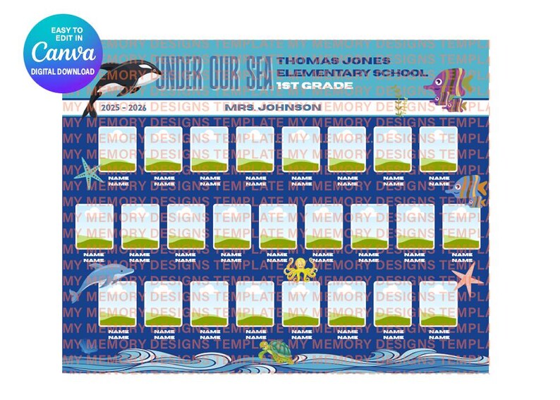 Ocean Class Roster Editable Classroom Roster Template | Students’ Names & Photos | Under ...