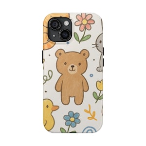 Cute Animal Tough Phone Case, Adorable Phone Cover, Fun Tech Accessories, Kid-Friendly Gift, Cartoon Character Design