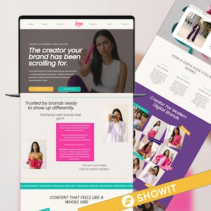 Plantilla Showit para creadores de contenido / Diseño web para influencers / Sitio web para creadores de contenido generado por el usuario / Descarga digital de marca personal