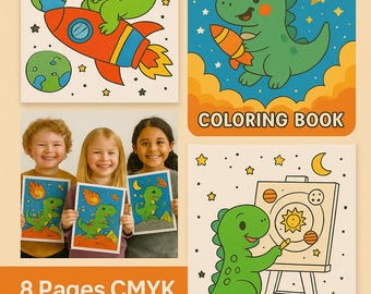 Dinosaur Space Coloring Pages: Rocket Dino Adventure (PDF Download)
