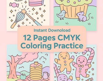 Cute Dessert Coloring Pages Bundle | 12 Kawaii Bakery Coloring Sheets for Kids & Adults | Printable Food Coloring Book