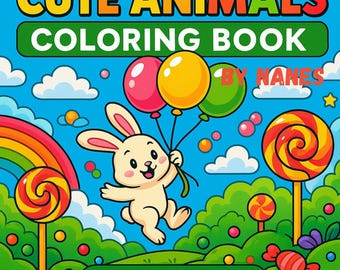 Cute Animals Coloring Book for Kids – 15 Fun Printable Pages | Instant Download PDF | Rainbow Candy Theme | CMYK Coloring Practice