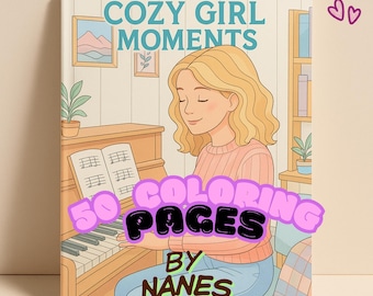 Cozy Girl Moments Coloring Pages: Relaxing Line Art (Digital Download)