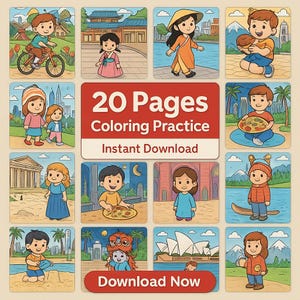 Little Travelers Coloring Book – Kids World Landmarks Coloring Pages Travel Activity for Children  Family Vacation Entertainment