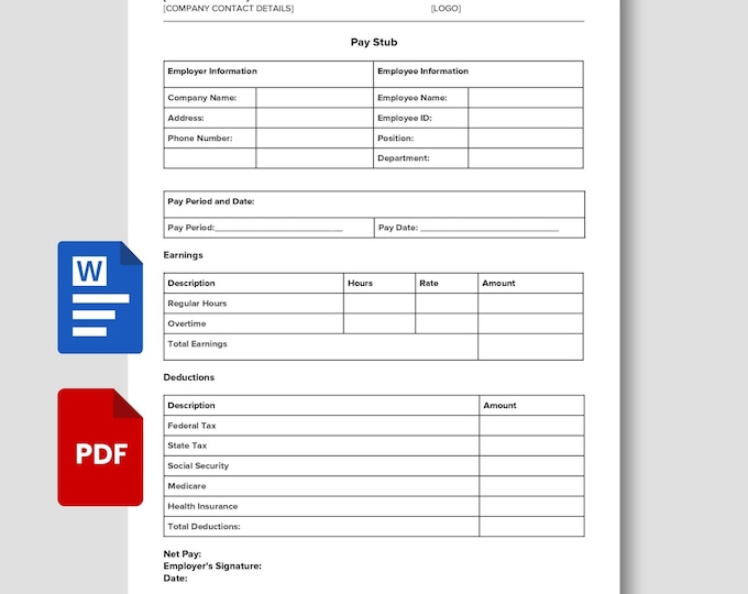 One Pay Statement Picture Example Pay Stub | Pay Slip | Pay Statement | Excel & PDF Templates | Digital ...
