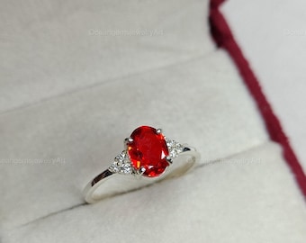 Verlobungsring für Frauen facettierter ovaler Rubin Ring Juli Geburtsstein Hochzeit Edelstein Ring