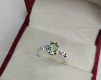 Green Amethyst Ring | Prasiolite Ring | Handmade Gemstone Ring | March Birthstone | Gift for Her | Statement Jewelry