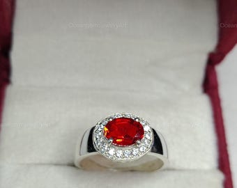 Anillo de rubí rojo ovalado, anillo de promesa para mujer, joyería de piedras preciosas, regalos para ella