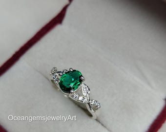 Smaragd Ring - Echter Smaragd Edelstein Schmuck - Zierlicher Gold Ring - Mai Geburtsstein Geschenk - Handgemachter Smaragd Verlobungsring