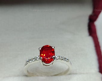 Oval Rubin Versprechen Ring | Roter Edelstein Schmuck | Gold Rubin Ring für Frauen | Romantisches Geschenk für Frau oder Freundin
