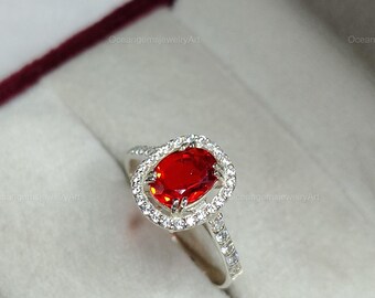 Ruby Ring Sterling Silver | July Birthstone Ring | Red Gemstone Ring | Dainty Ruby Engagement Ring | Gift for Her
