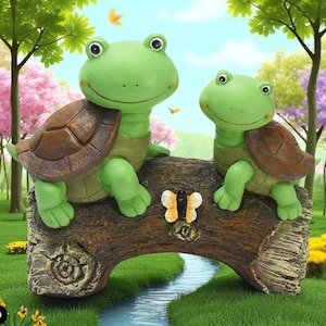 Solar Turtle Garden Statue with LED Firefly – Outdoor Light Yard Decor Cute Animal Ornament Lawn Patio Pathway Lighting