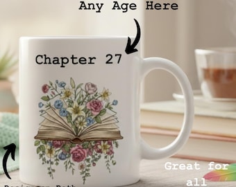 Custom Chapter Mug: Floral Book Birthday Gift for Readers