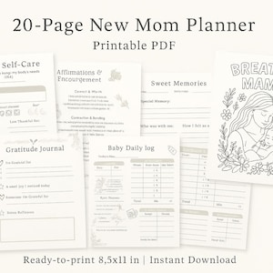 New Mom Planner: Self-Care, Baby Feeding Log, Affirmations (Printable PDF)