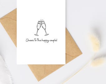 Prost das glückliche Paar Verlobungs- und Hochzeitskarte, A5, digitaler Download, druckbare Feier Karte