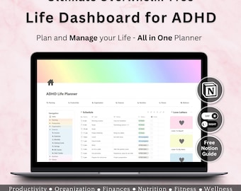 ADHD Notion Life Planner, ADHD Notion Template, Neurodivergent Notion Planner for Productivity, Organization, Finances, Self Care Autism