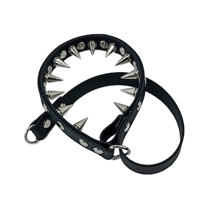 Schwarzes Stachelhalsband-Set, doppellagiges, starres Bogendesign, verstellbares Statement-Accessoire-Set