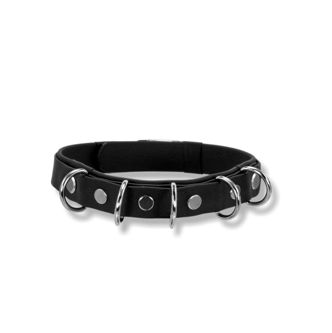 D Rings With Rivets Black Choker | Metal Rivets D-rings | Handcrafted of Durable Biothane ...